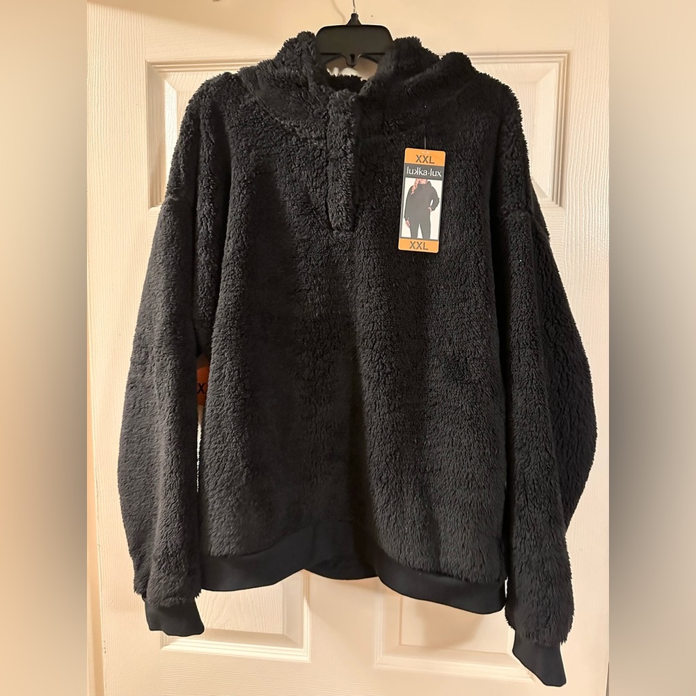 lukka Women’s Plush Black Pull Over Sherpa Jacket